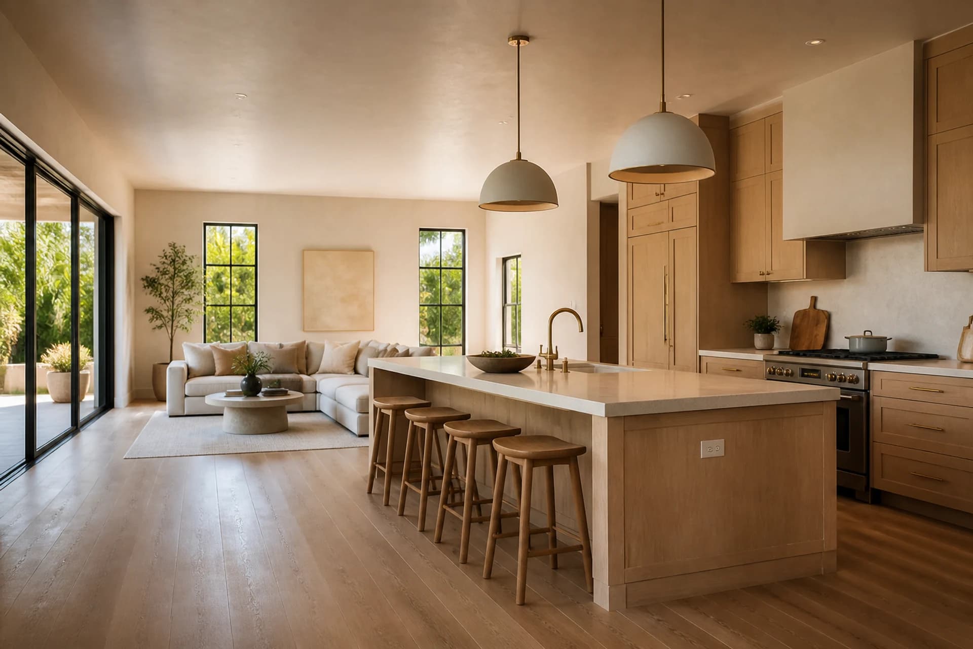 Warm, modern Orlando home renovation with a white-oak kitchen and open living space